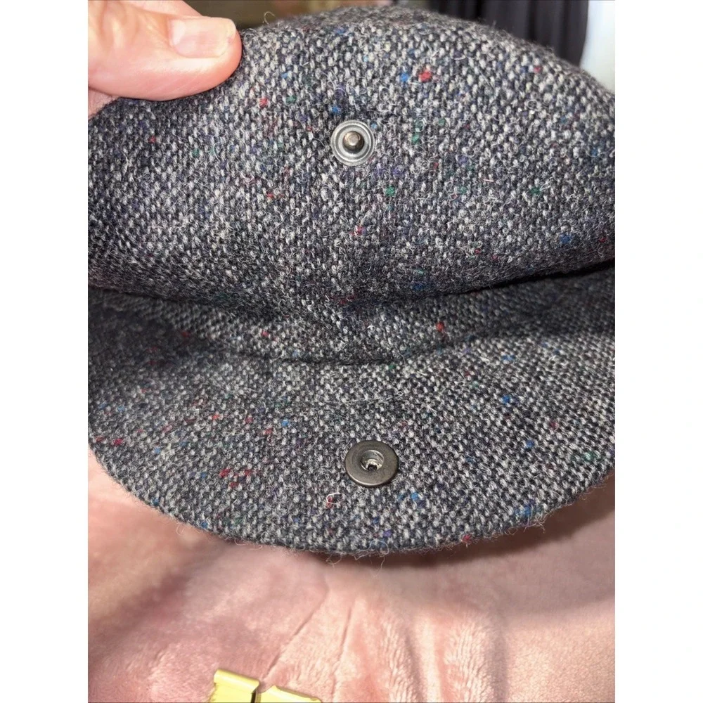 Men's Hatman Of Ireland Flat Cap Hat 100% Donegal Tweed Button Brim. XL